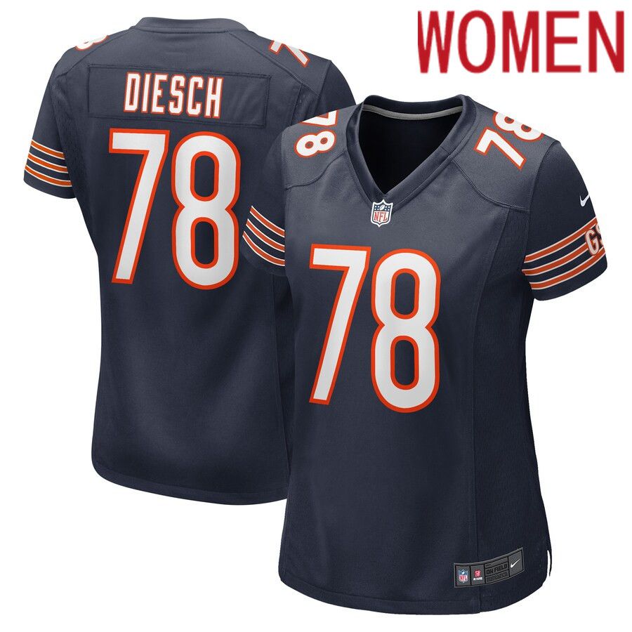 Women Chicago Bears 78 Kellen Diesch Nike Navy Game Player NFL Jersey